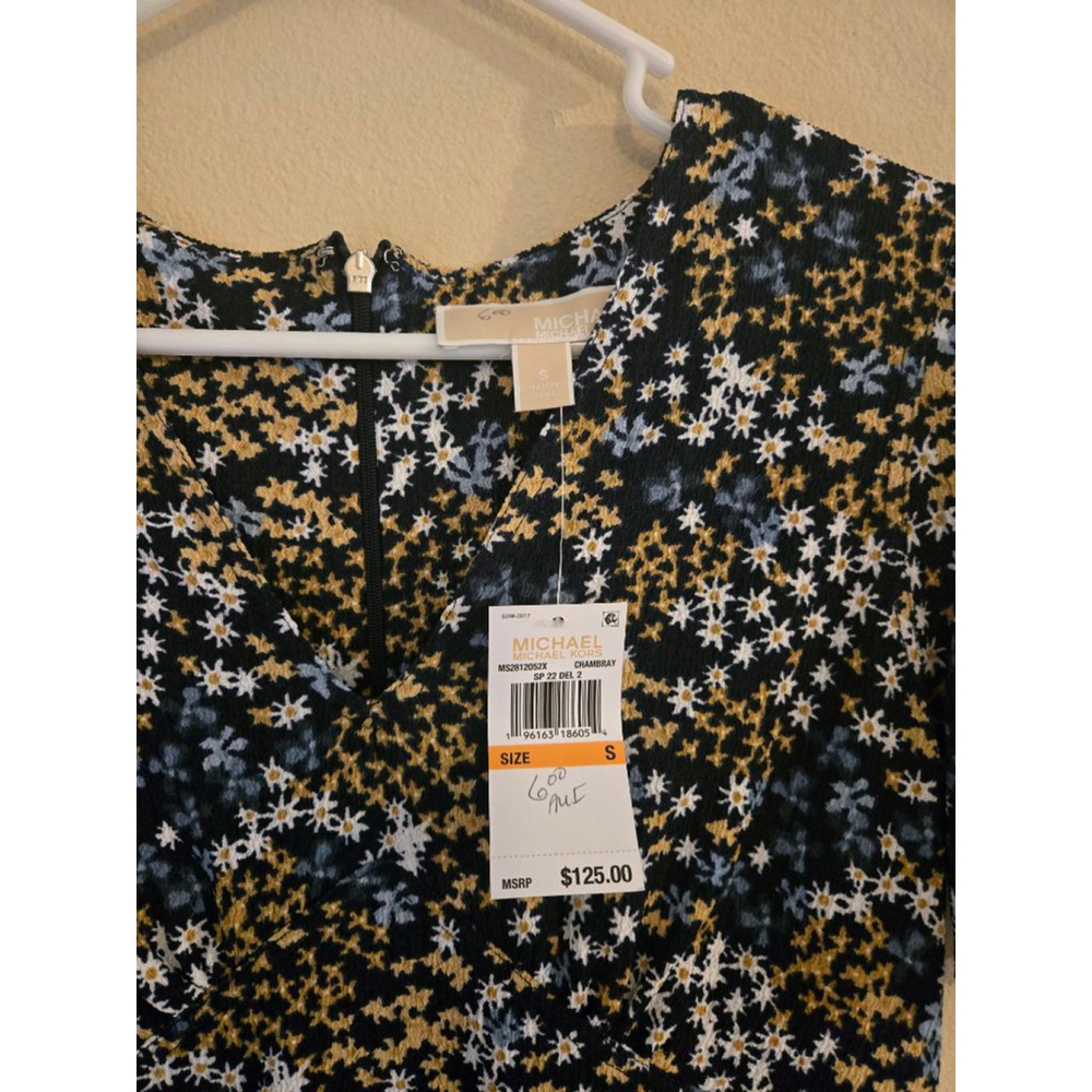 Women's Michael Kors Black Gold Floral Mini Dress S NWT - Picture 3 of 6